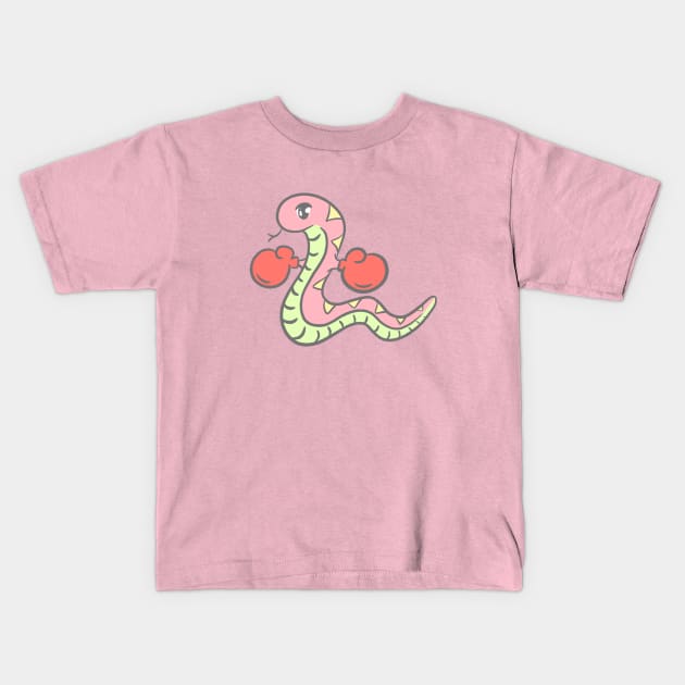 The Boxing Snake Cartoon Kids T-Shirt by Squeeb Creative